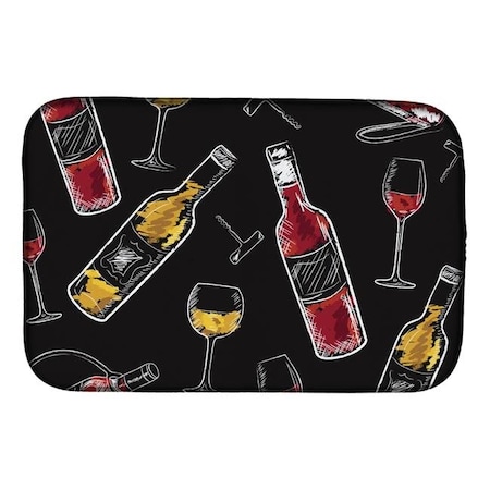 Carolines Treasures Carolines Treasures BB5197DDM Red & White Wine on Black Dish Drying Mat BB5197DDM